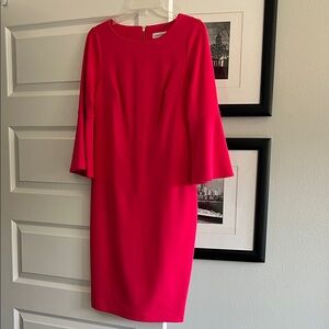 Calvin Klein Vibrant Pink Long Sleeve Dress